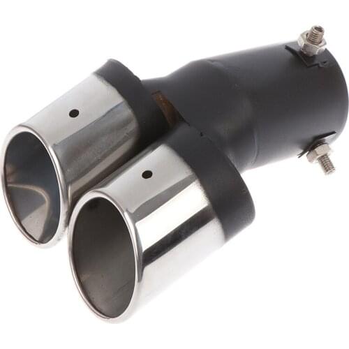 NEW Universal Chrome Tail Pipe Stainless Steel Curved Dual-outlet Exhaust Trim Muffler Pipe Tail Car Decoration