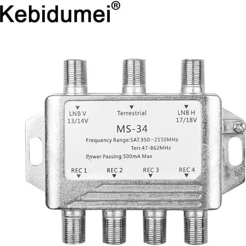 Newest MS34EZ 3x4 Satellite MultiSwitch Splitter FTA TV LNB Switch For Cascade satellite 3 in 4 Multiswitch For DVB-S2 DVB-T2