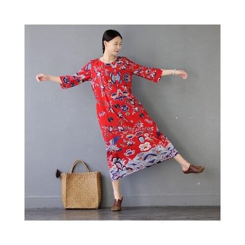 New Spring Cotton and Linen Slim Loose Dress