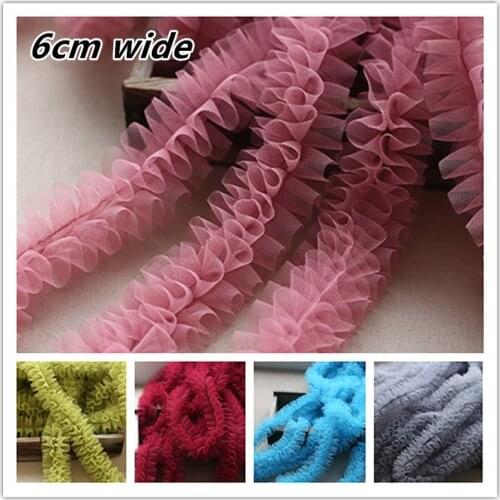 New Beautiful 3D Fluffy Pleated Lace Fabric DIY Clothes Dress Skirt Scarf Home Textile Sewing Material Toys Clothing Accessories