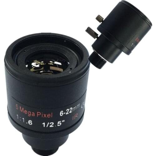 CCTV lens 1/2.5 inch 6-22mm 5MP M12 mount varifocal Lens F1.6 For 4MP/5MP CMOS/CCD Sensor Security IP/AHD Camera