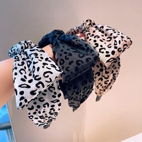 Korean net celebrity temperament leopard print bow hair band variety three-dimensional hairhoop girls head tie rubber band