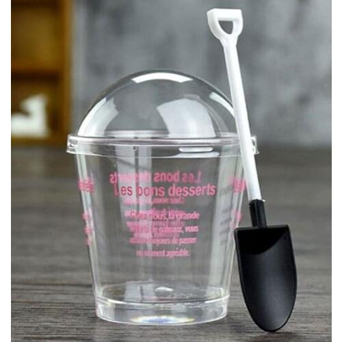 2pcs/set 50sets/pack Newest disposable drink cups tea cup thickened with a cover and SpoonTransparent plastic cup cheapest