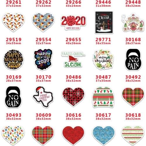 Planar Resin Flatback Christmas 30pcs/lot Acrylic Resins Printed for DIY Headband Hair Bow Decoration Accessories PR29261