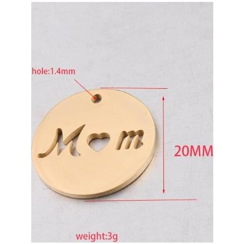 20pcs/lot Stainless Steel Hollow MuM love Charm Pendant for DIY Jewelry Making Accessories Gifts