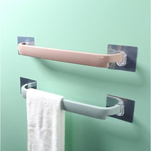 Useful Plastic Wall Mounted Bathroom Towel Bar Shelf Self-adhesive Rack Holder Toilet Roll Paper Hanging Hanger Bathroom Supply