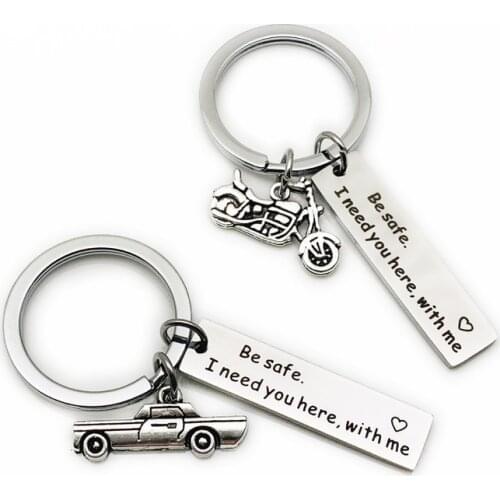 Oeinin Simple Keychain Be Safe I Need You Here With Me Man Key Holder Bag Unisex Letter Color Alloy Key Chain Pendant Porte Clef