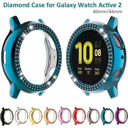 Luxury Indigo Case Frame for Samsung Galaxy Watch Active 2 Smartwatch Protector Case Cover with Bling Crystal Diamonds 44mm/40mm