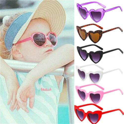 7 Colors Fashion Kids Girls Boys Sun Glasses Retro Leopard Heart Shape Frame Beach Sunglasses Children Eyewear