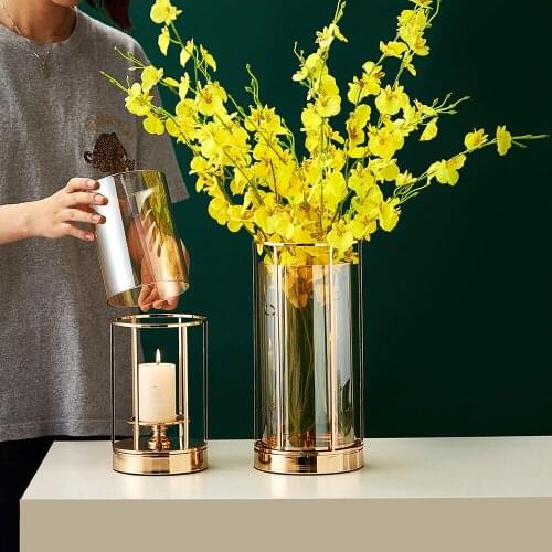 Modern Luxury Golden Vase Multifunctional Artificial Flowers Home Decore Living Room Dining Room Table Decoration Accessories