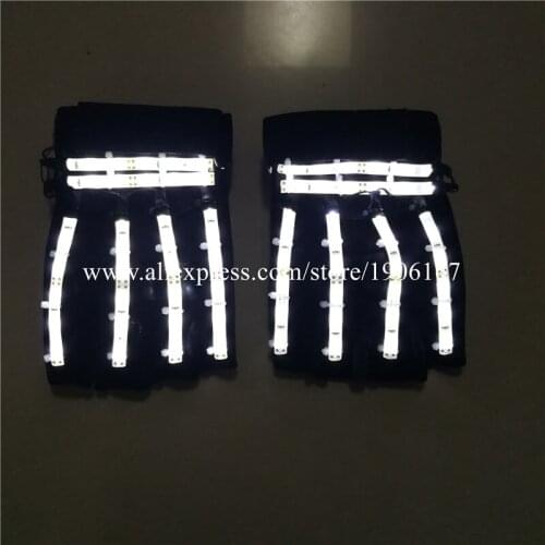 Super Bright LED One Pair Gloves Luminous Stage Props Gloves Light Up Led Party Gloves Supplies