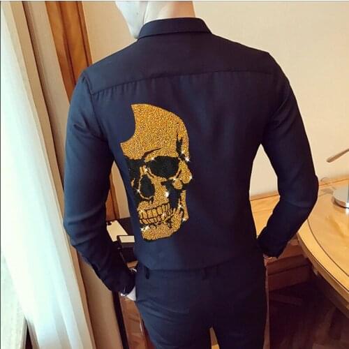 Spring Shirt Is Suitable For Mens Long-Sleeved Business Casual Design Hot Diamonds Heavy Craftsmanship Sim Lpels Blouse Male