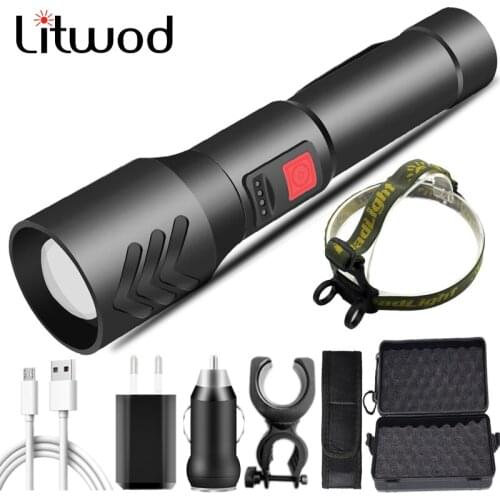 Built in 18650 Battery XHP50.2 Led Flashlight Usb Rechargeable Zoomable Torch 2 in 1 Head Lantern Lamp Hard Bulbs Bike Light 20W