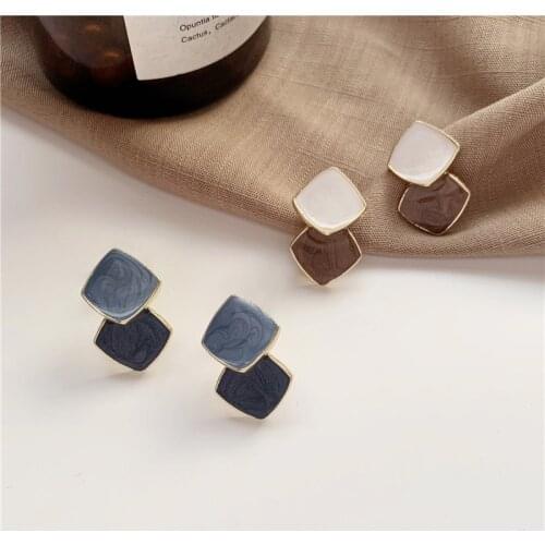 2020 Boho Geometric Square Drop Dangle Earrings For Women Enamel Gold Fashion Modern Earring Female Korean Vintage Jewelry