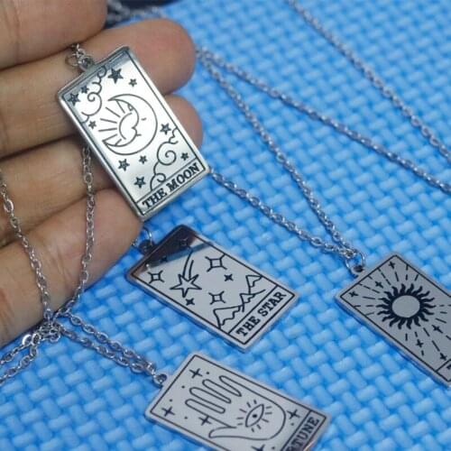 13MC Stainless Steel Necklace Astrology Divination Amulet Pendant Chain Necklace Gift