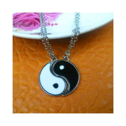 2 pieces/set of couple necklaces Chinese Tai Chi gossip exorcising luck charm chain necklace jewelry lover Valentines Day gift