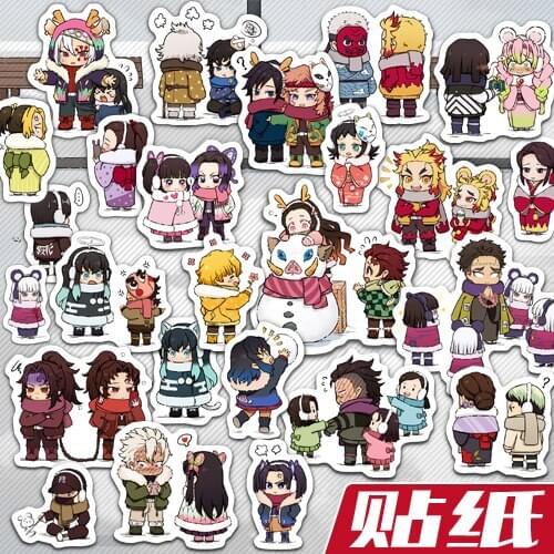 27pcs/1pack Demon Slayer Kamado Tanjirou Waterproof Luggage Phone DIY Scrapbook Stickers Decal Decor Cosplay