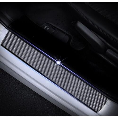 For Skoda Superb Car Door Sill Scuff Plate Guard Door Threshold Plate 4D Carbon Fiber Vinyl Sticker Car Styling Auto Part 4Pcs