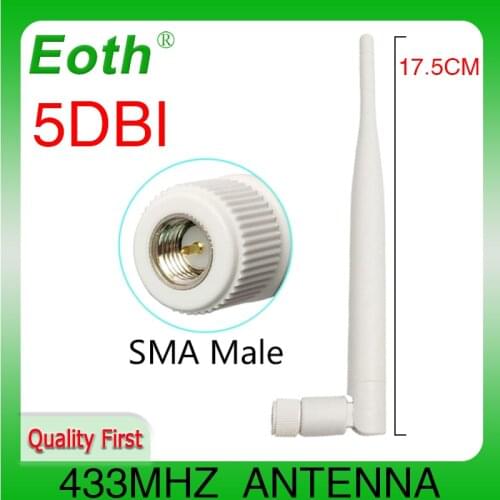 433Mhz Antenna 5dbi lora GSM 433 MHz SMA Male Connector antena 433m Rubber Aerial Wireless Repeater for watermeter antenne