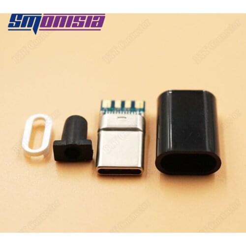 Smonisia 5pcs USB 2.0 Type C Male jack Plug Welding Type USB-C 4 in 1 PCB Connector