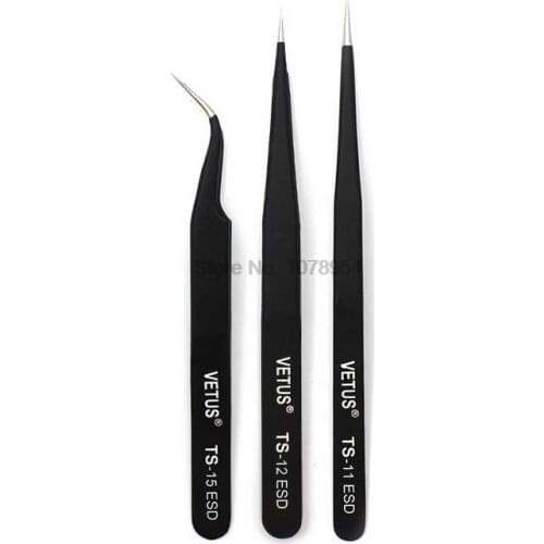 500pcs VETUS 100% Brand Anti static ESD Tweezers stainless steel Eyelash Make Up Nipper Crafts Makeup Tools