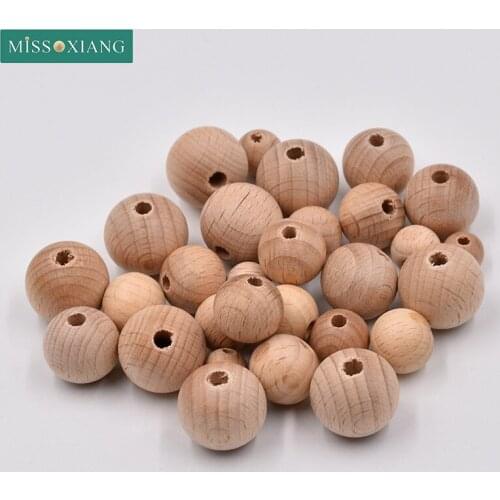 8-25mm Beech Wooden Beads Teether Chewable Ecofriendly Unfinished Pacifier Clip Wood Beads DIY Craft Jewelry Accessories