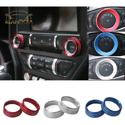 Reamocea 3x Car Aluminum Front Head Light Lamp Switch Control Button Circle Cover Trim Ring For Ford Mustang 2015 2016 2017 2018