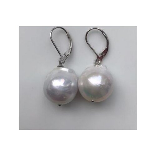 Noble jewelry Unique Baroque Real Freshwater Pearl Hook Earrings 925 Sterling Silver