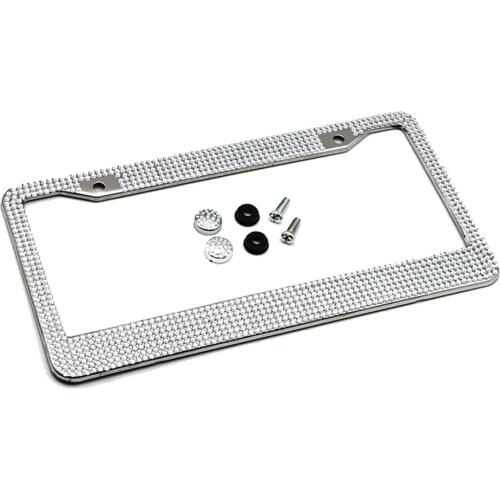 Motorcycle Crystals Bling License Plate Bracket Holder Frame Blank Stainless Fit Over Any Standard United States/Canadian Car