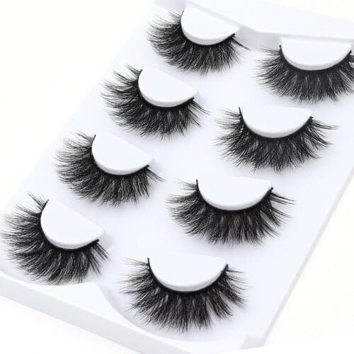 DOCOCER 4 pairs 3D Mink Lashes Natural Long False Eyelashes Dramatic Volume Fake Lashes Makeup Extension Eyelashes