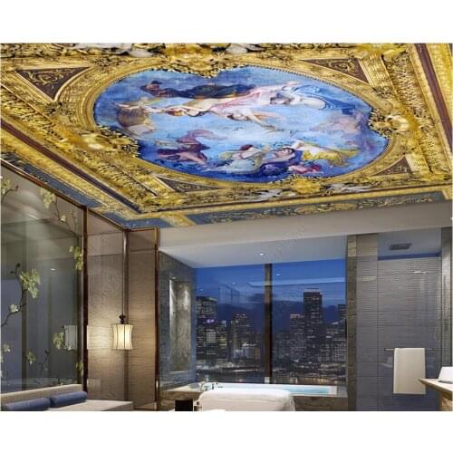 Custom photo 3d wallpaper ceiling mural European palace fairies and little angels 3d wall murals wallpaper in the living room