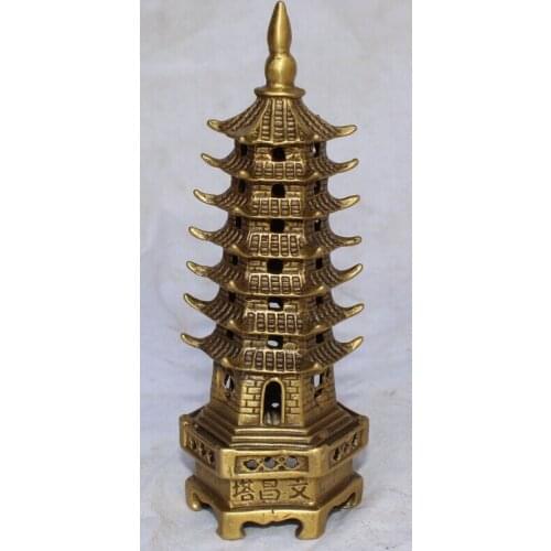 Chinese Tibet Religion Bronze Copper Buddhism Buddha Stupa Pagoda Tower Statue
