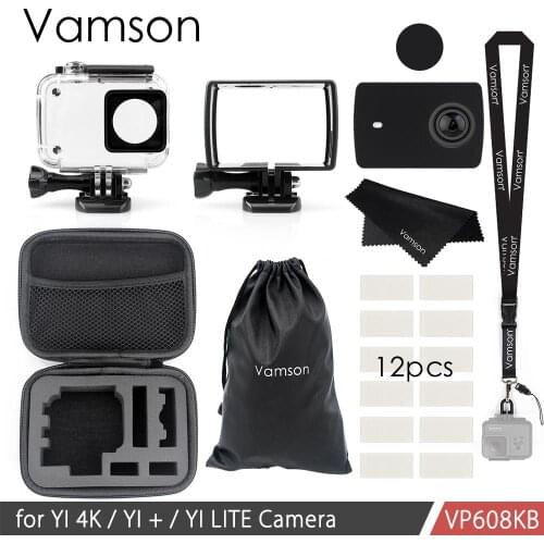 Vamson for Xiaomi yi 4K Accessories kit for xiaom yi 2 for xiaomi yi 1 set Mount Dotted Texture Monopod Waterproof case VP608K