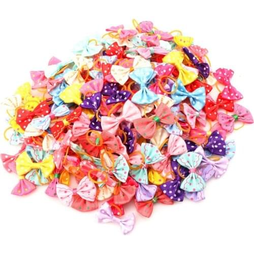 3pcs/6pcs New Various Style Pet Dog Bows Pet Hair Bows Rubber Bands with Diamond Dog Bow Grooming Supplies Wholesale