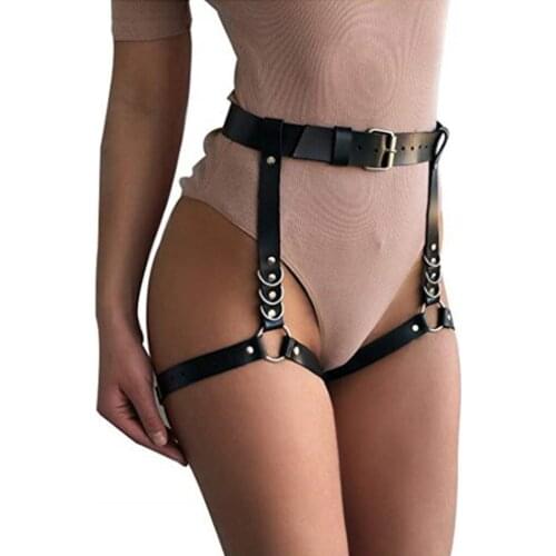 Leather Body Harness Waist Belt Leg Garter Punk Gothic Suspenders Band Strap пояс для чулок