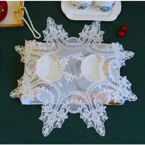HOT European Octagonal Lace Embroidered Table Lamp Cover Coffee Mat Coaster Vase Fruit Plate Banquet Party Wedding Decoration