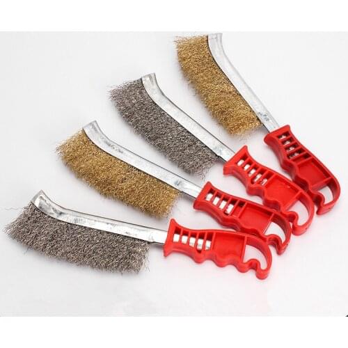Multifunction Knife-shape Brush Stainless Steel Wire Copper Coating Cleaning Polishing Brush for Removing Rust Deburring
