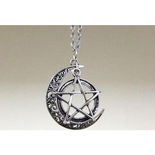 Fashion Boho Style Moon and Pentagram Necklace, Crescent Moon Necklace For Women Choker Stainless Steel jewelry 2021