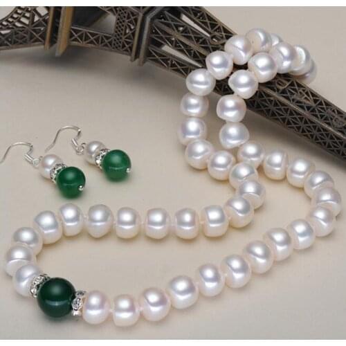 6-7mm Jewellery white freshwater pearl Fashion Necklace Bracelet Set