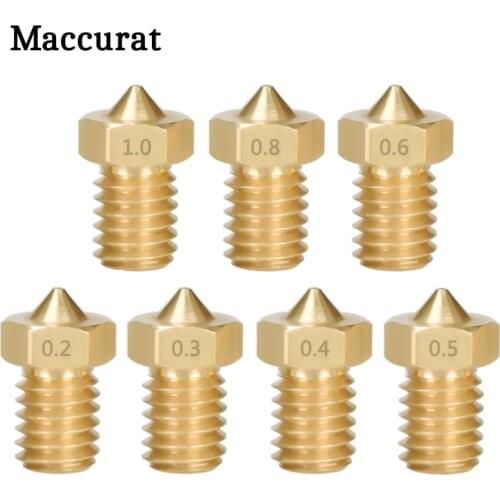 5pcs 3D Printer Accessories V5 V6 M6 Threaded Nozzle 0.2 0.25 0.3 0.4 0.5 0.6 0.8 1.0mm for 1.75mm 3.0mm Filamnet Full Metal E3D