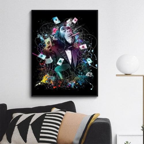 Wall Art Canvas Print Graffiti Paiting Figure Animal Picture Gorilla Chimps Pug Fancy Living Room Home Decor Poster No Frame