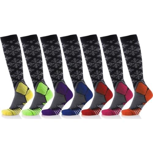 7 Colors Casual Unisex Copper Compression Socks Women Men Anti Fatigue Pain Relief Knee High Stockings Male Female Soft Socks