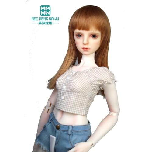 BJD clothes Fashion denim shorts, plaid shirt for 58-60CM 1/3 Girls SD Dolls toys Ball Jointed Doll gift