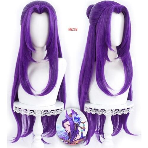 2020 Game LOL Spirit Blossom Wig Costume Cassiopeia Du Couteau Cosplay Wigs The Serpents Embrace Purple Long Hair