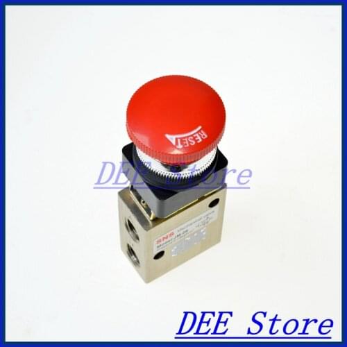 1/4" PT 3 Port Latching Mushroom Button Pneumatic Mechanical Valve