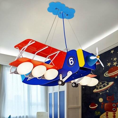 Childrens room pendant lights boy aircraft lamp personality creative cartoon kindergarten study room light kids lamp LU809135