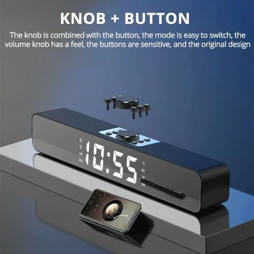 TRAVOR LED TV Soundbar Bar with Alarm Clock AUX USB Bluetooth Speaker Home Theater Surround SoundBar for PC TV Computer Speaker