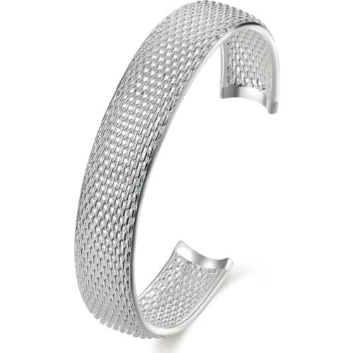 B102 Silver color hollow mesh bangles fashion jewelry pretty cute street style good quality Factory Outlet