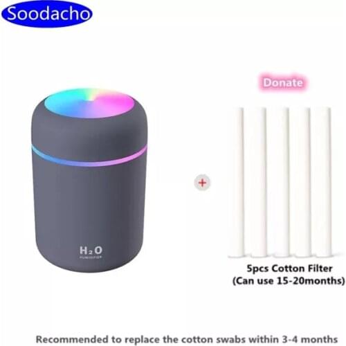 SHODA Car Air Humidifier Diffuser Portable Mini Cylinder Shape Big Capacity 300ml Mini USB Office Car Use Air Humidifier