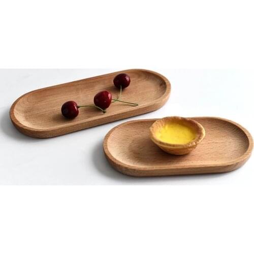 Beech Wood Plate Tray Dish Dessert Sushi Snack Fruit Buffet Children Tableware Decorative Solid Oval Plates Natural Living